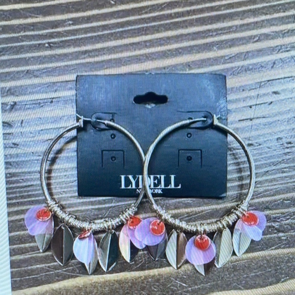 Gold and Pink Hoop Earrings
